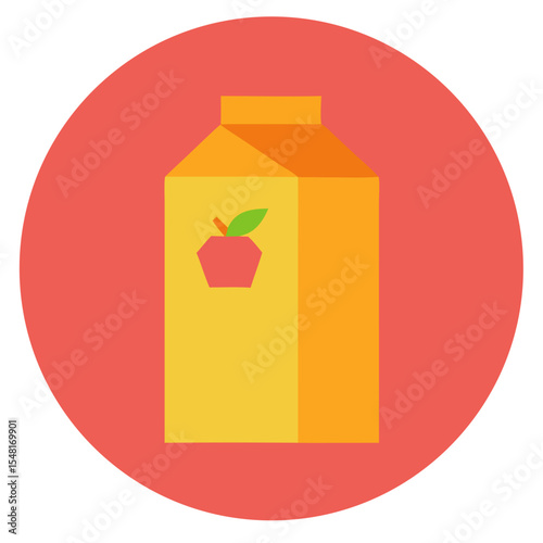Apple juice carton icon flat design illustration