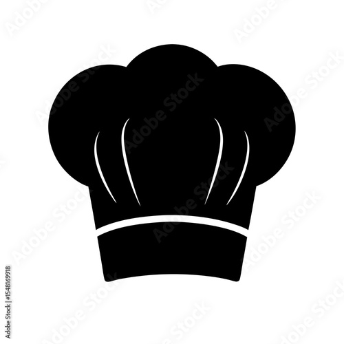 Black chef hat silhouette isolated on white background