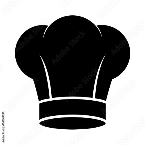 Black chef hat silhouette isolated on white background