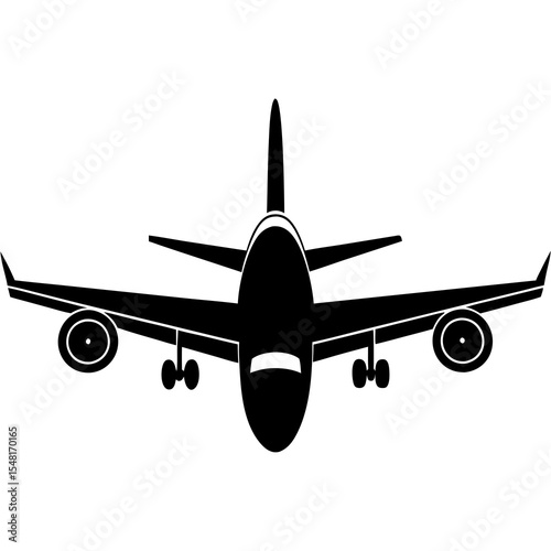 Airplane silhouette isolated on white background