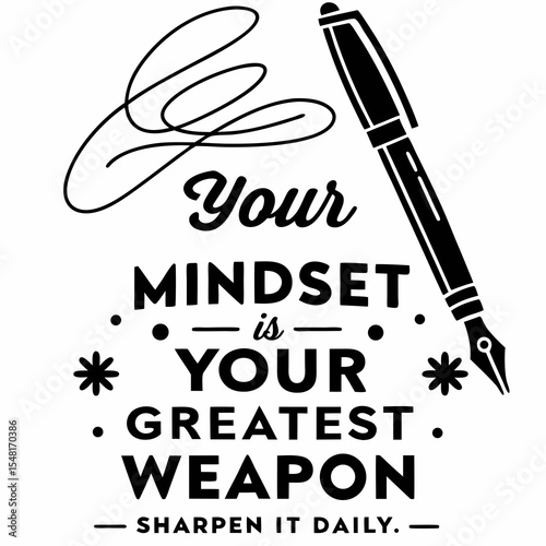A motivational typography t-shirt design, esign with the phrase Your mindset is your greatest weapon — sharpen it daily