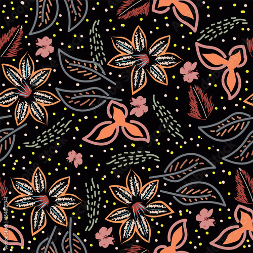 Cute feminine seamless watercolor pattern with little tiny wildflowers, hand drawn