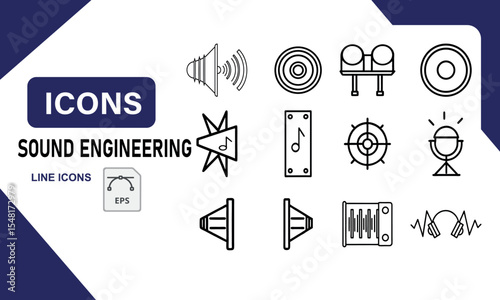 Sound Engineering Line Icons Mastering Audio Production