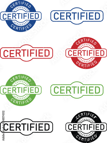 Collection of six diverse certified stamps in various colors