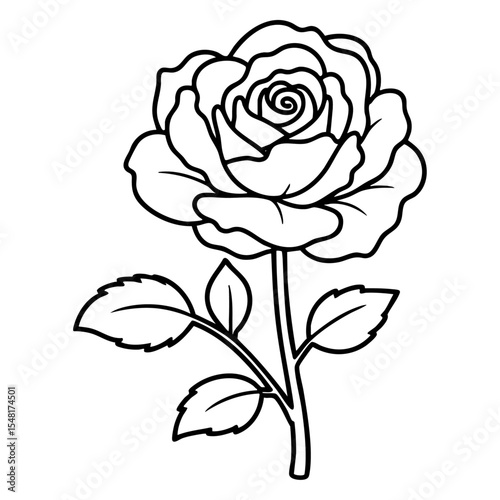 Simple outline of a beautiful rose coloring page for kids. Perfect for toddlers and preschoolers to enjoy easy, bold flower coloring fun. Great for early learners and little artists.