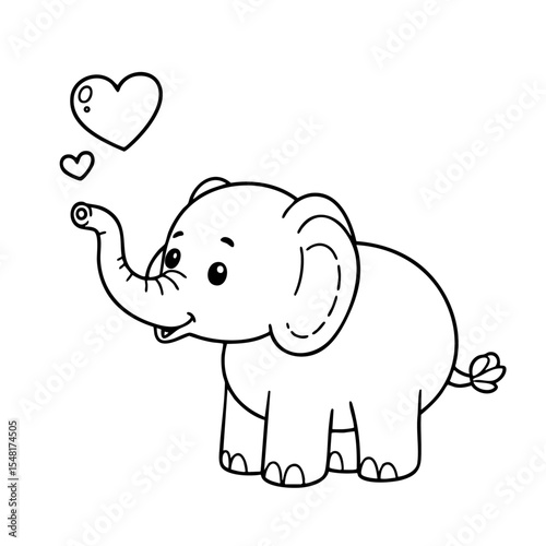 Adorable, simple outline of a baby elephant coloring page for kids. Perfect for toddlers and preschoolers to enjoy fun, easy coloring while improving motor skills and creativity.