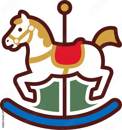 Colorful Rocking Horse Toy Illustration – Classic Children’s Playground and Nursery Decor