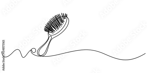 hair brush continuous one line drawing, Hair Brush Hand Drawn Icon, Doodle Style Vector Illustration, Hair Brush with Bristles, Hair comb, Hair Styler Silhouette - Cut Out Vector Icon, minimalist.