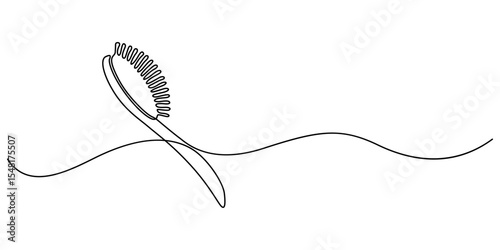 hair brush continuous one line drawing, Hair Brush Hand Drawn Icon, Doodle Style Vector Illustration, Hair Brush with Bristles, Hair comb, Hair Styler Silhouette - Cut Out Vector Icon, minimalist.