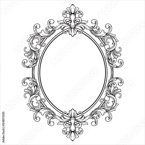 Ornate Oval Frame with Scrollwork and Fleur-de-Lis