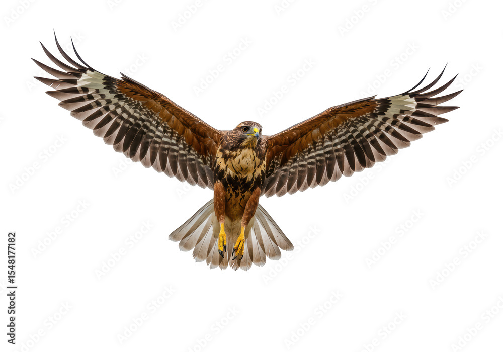 Fototapeta premium Isolated Ferruginous Hawk Gliding with Open Wings