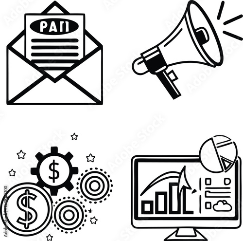 digital marketing finance and data analysis icon