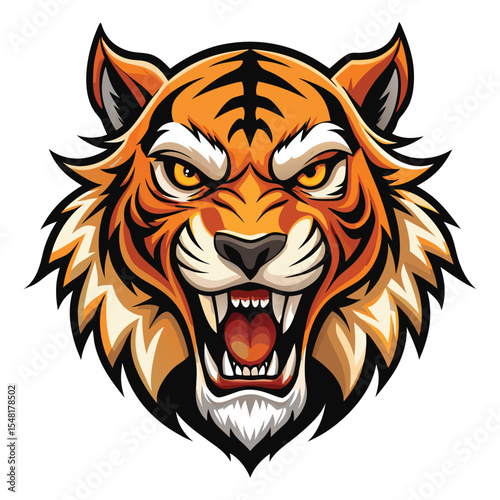 Angry tiger head illustration