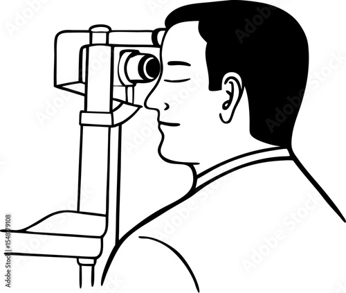 "Man getting eye checkup silhouette"