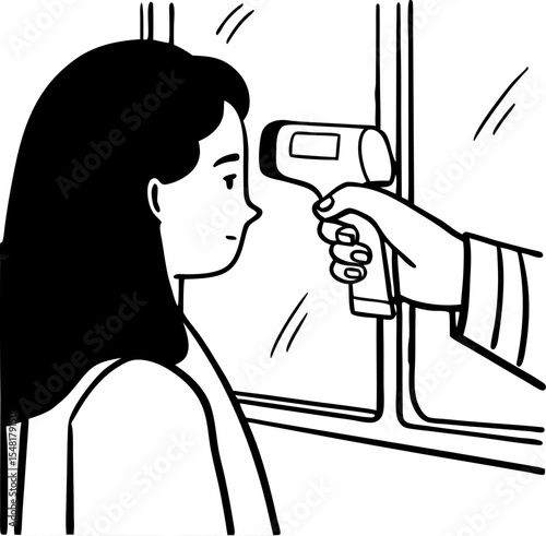 "Woman getting temperature checked silhouette"