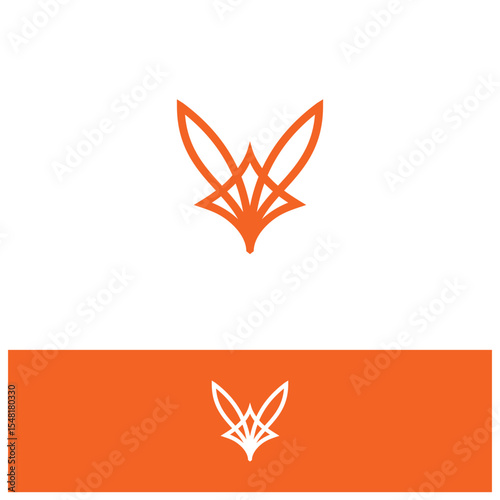 Outline style Fox head animal modern logo icon design template flat