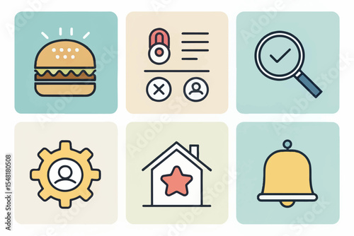 set of icons for food