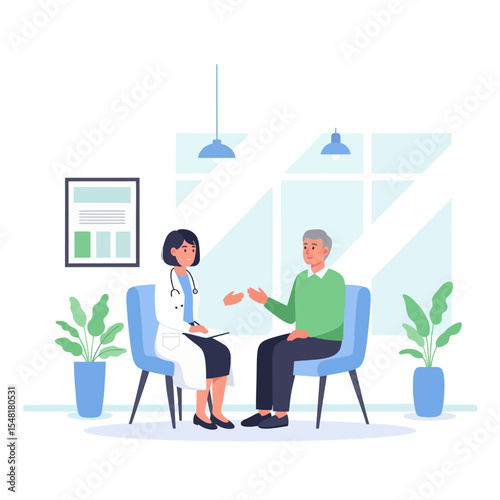 Female Doctor Consulting with a Senior Male Patient