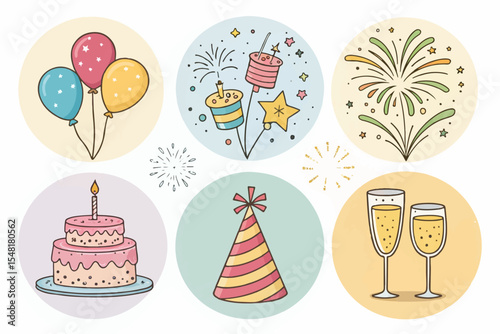 Holiday & Event Party Icons – Bright Flat Vector Collection