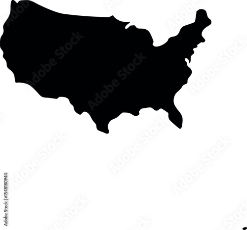 Solid Black USA Map Silhouette – Blank United States Vector Outline