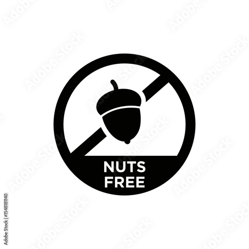 NUTS FREE ICON VECTOR SIGN BLACK