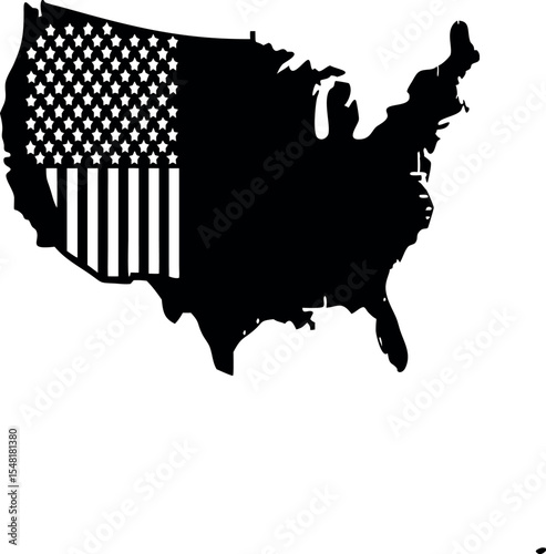 USA Map Silhouette with American Flag Design – Patriotic Vector Art

