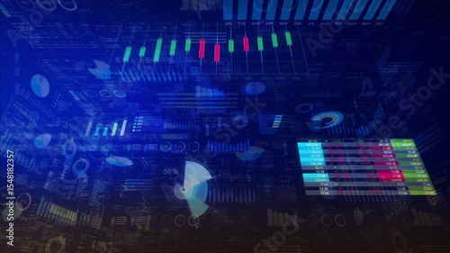
Animation Of Multicolored Infographic Financial Interface Over Abstract Background. Digital Composite, Multiple Exposure, Report, Business, Progress, Exchange Market, Economic Growth.