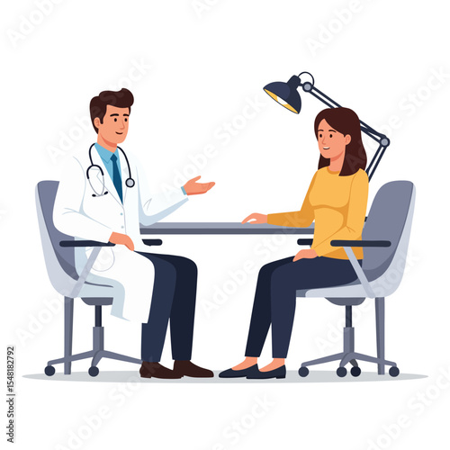Doctor and Patient in a Medical Consultation at a Desk