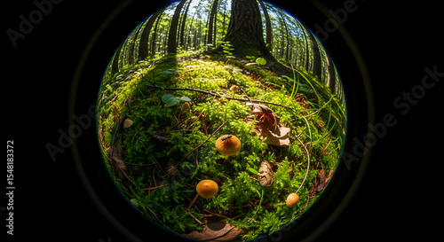 Forest Floor Undergrowth Captured With A Fisheye Lens In Circular Format