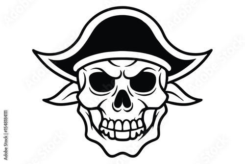 A dangerous pirate skull symbol with crossbones, perfect for a spooky Halloween or horror illustration