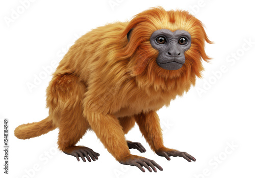 Isolated Golden Lion Tamarin Monkey