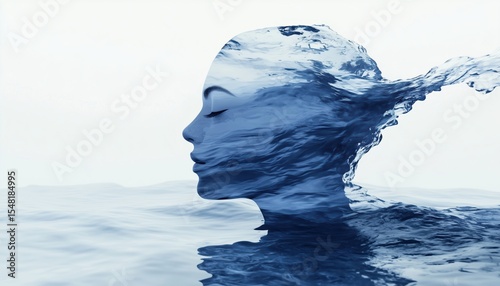 Stunning Woman Disappearing Into The Water: A Captivating Sight Of Elegance And Mystery As She Submerges Into The Depths.