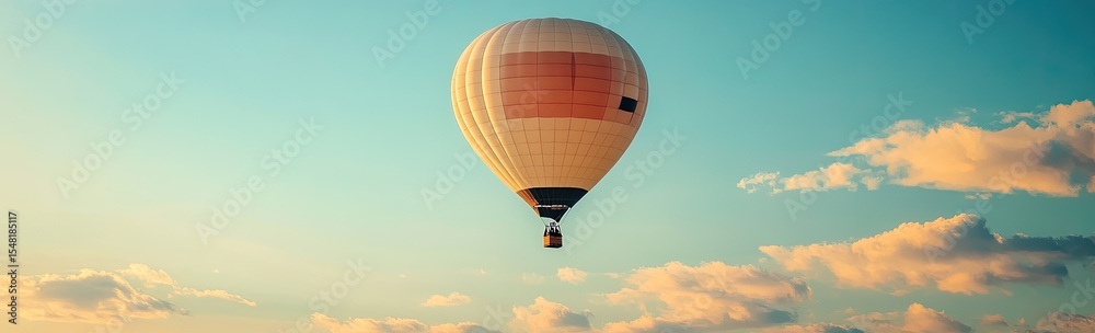 Naklejka premium Hot air balloon soaring in pastel sky