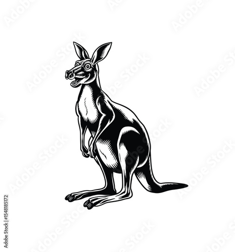 Kangaroo vector in black color with white background.