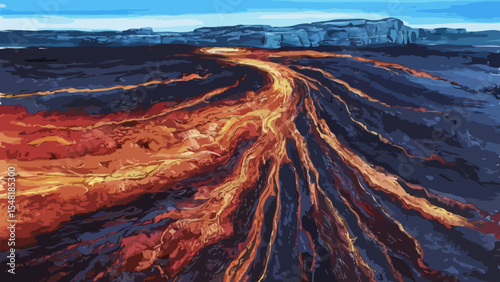 Flowing magma