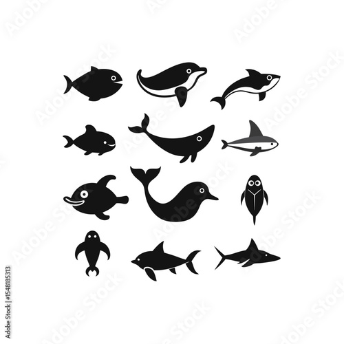 vector illustration of 16 catfish  pufferfish  clo.eps