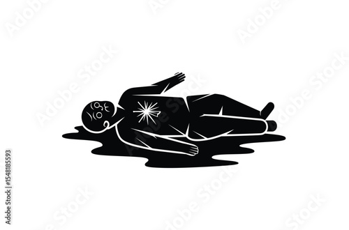 Man shot dead icon vector in black color with white background.