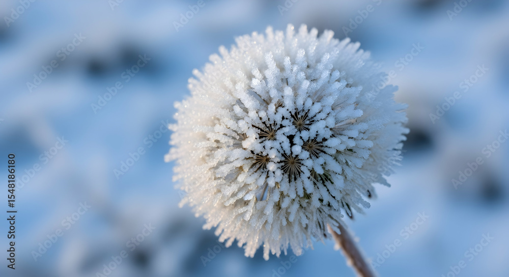 Winter's Touch Delicate Frozen Dandelion Seed Head Shimmering in the Cold Winter's Touch Delicate Frozen Dandelion Seed Head Shimmering in the Cold