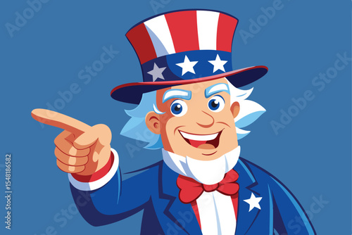 Uncle Sam cartoon character illustration vector with hat