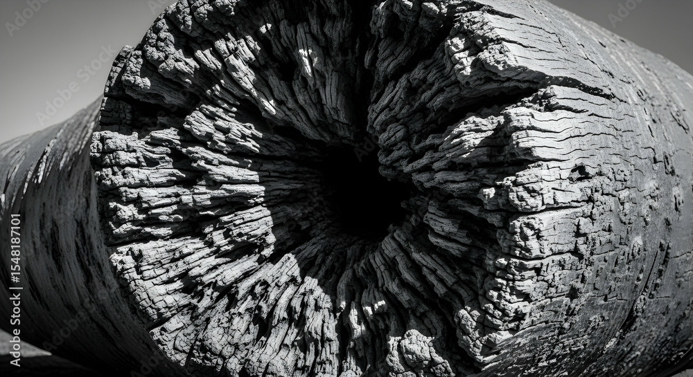 Obraz premium Striking Image Of An Old Hollow Tree Trunk In Monochrome Tone