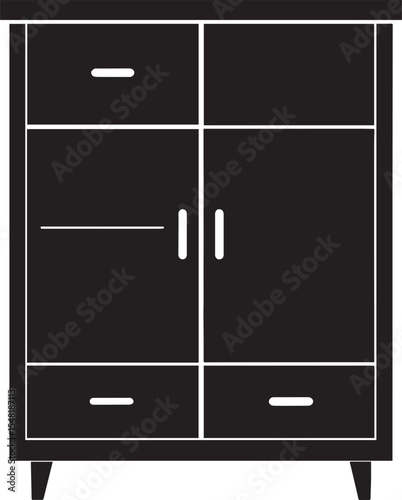 Cupboard Silhouette Vector Illustration – Minimal Black Home Storage Icon