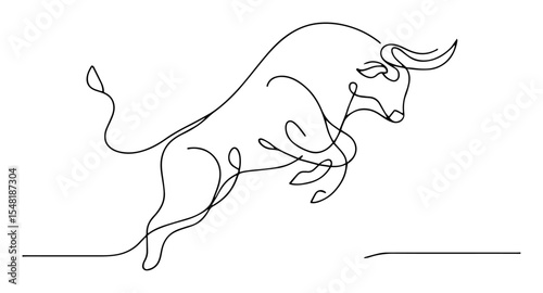 running bull – dynamic oneline animal sketch