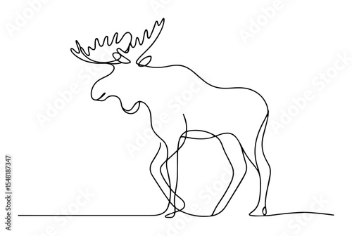 moose in forest stance – monoline outline vector