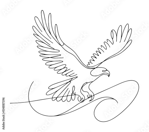 eagle in flight – dynamic monoline bird illustration