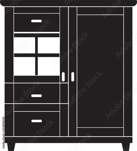 Cupboard Silhouette Vector Illustration – Minimal Black Home Storage Icon