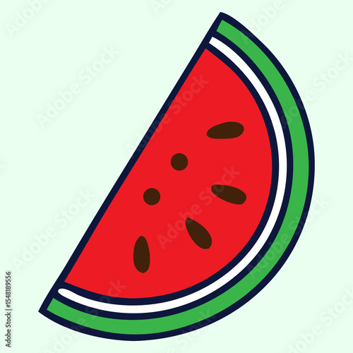 Watermelon slice vector illustration showing fresh juicy fruit in cartoon style