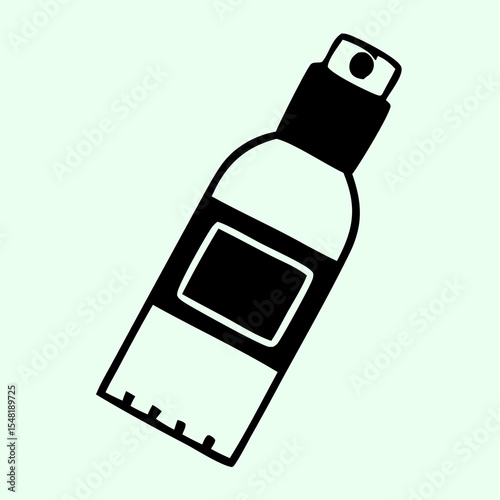 Spray Bottle Icon – Minimalist Black and White Hygiene Container Symbol