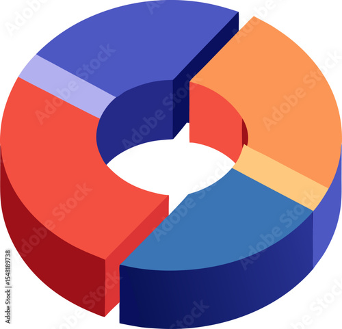 A vibrant 3D vector pie chart illustrates business growth and financial success with clear data presentation