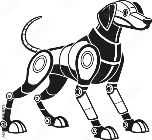 robotic dog machine pet animal tech vector art