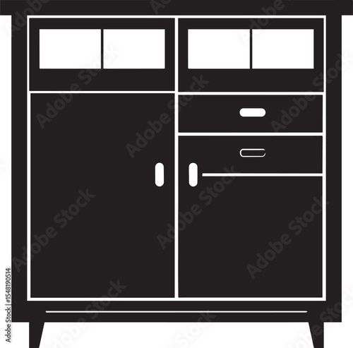 Cupboard Silhouette Vector Illustration – Minimal Black Home Storage Icon